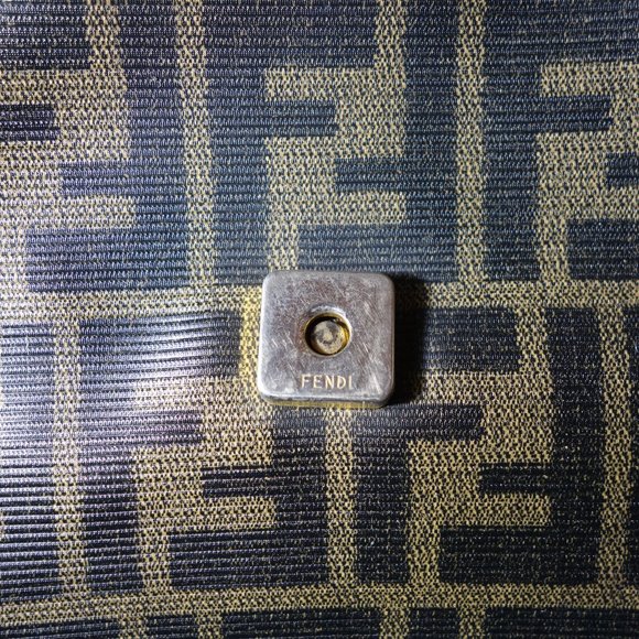 Vtg 1980’s Fendi FF Zucca Coated Canvas & Leather Monogram Envelope Clutch Bag - Picture 14 of 16